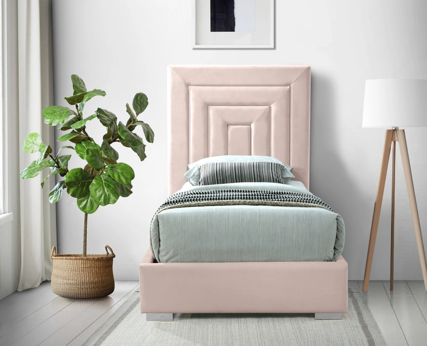 Nora Pink Velvet Twin Bed