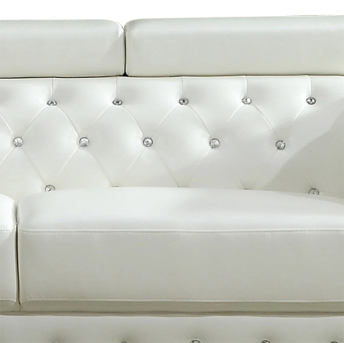 Charlise Modern Style White Sofa in Faux Leather