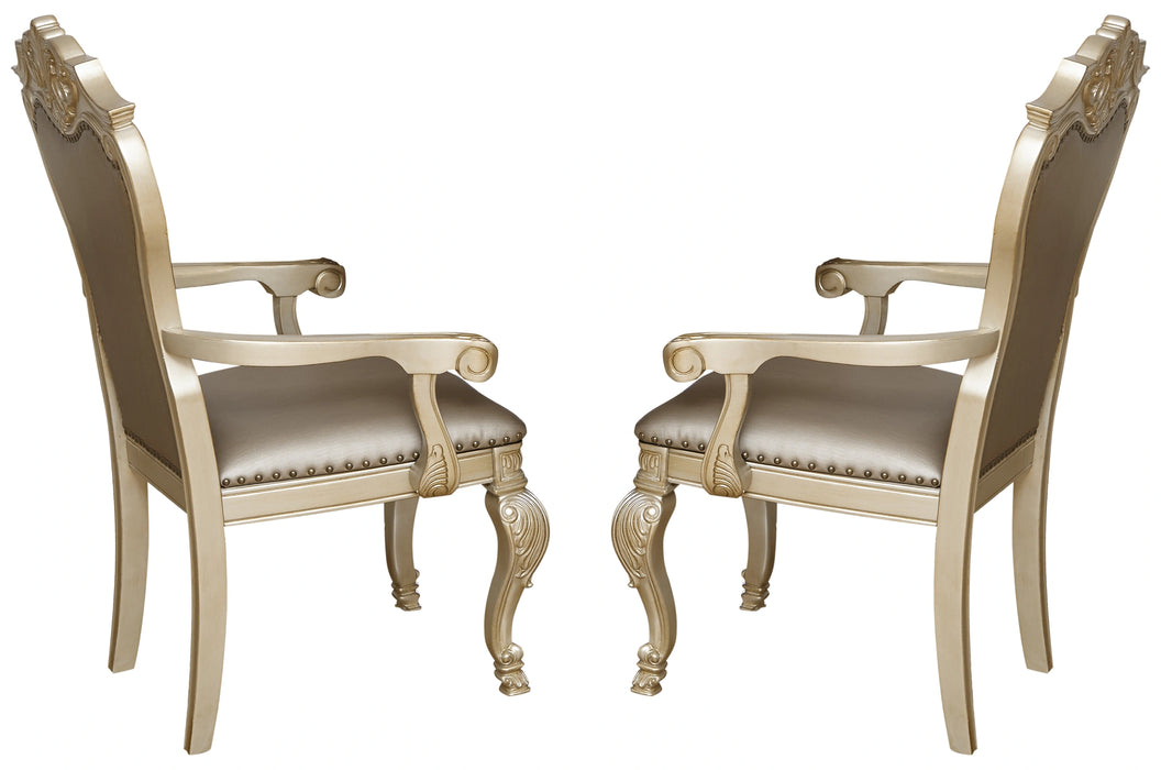 Miranda Transitional Style Dining Arm Chair in Gold finish Wood