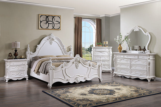 Francione E.King & Queen Bed White & Chrome