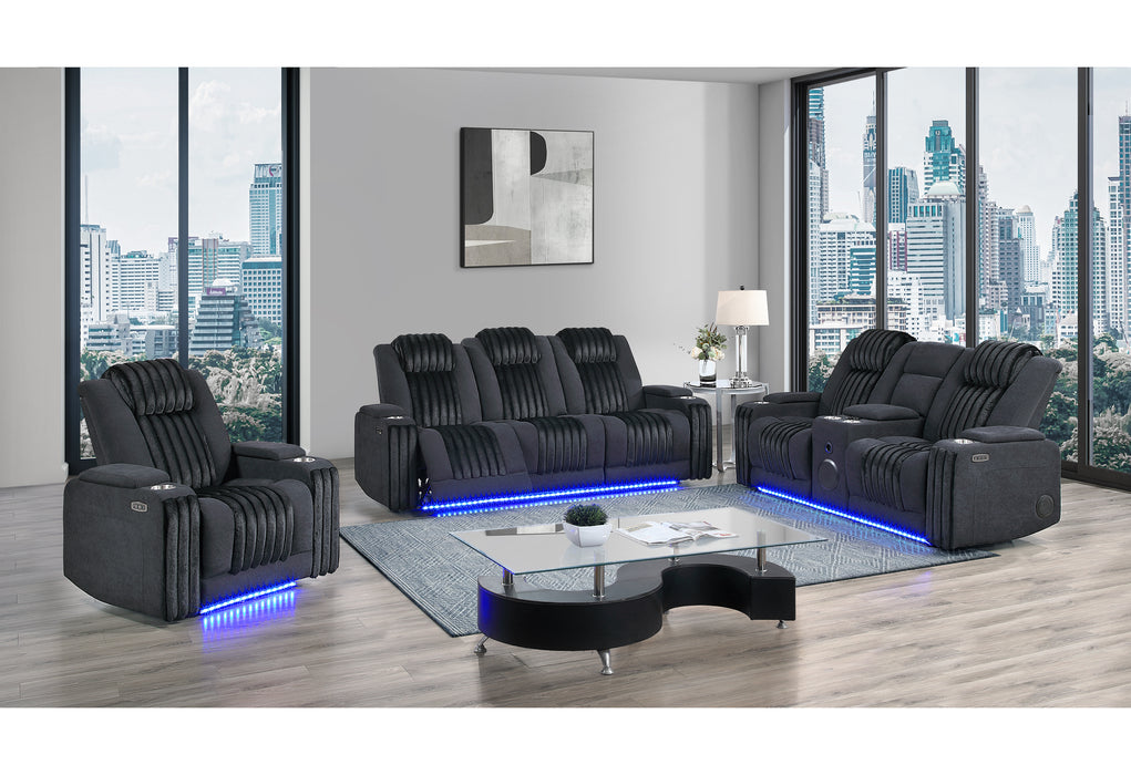 U8000 BLACK PWR REC SOFA/PWR CON REC LOVESEAT/PWR RECLINER W/PHR