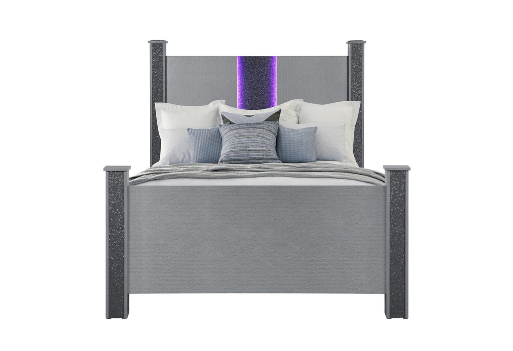 LOGAN SILVER QUEEN BED WITH LED AND SPEAKERS