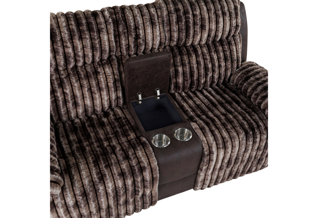 U6028 BROWN CONSOLE RECLINING LOVESEAT