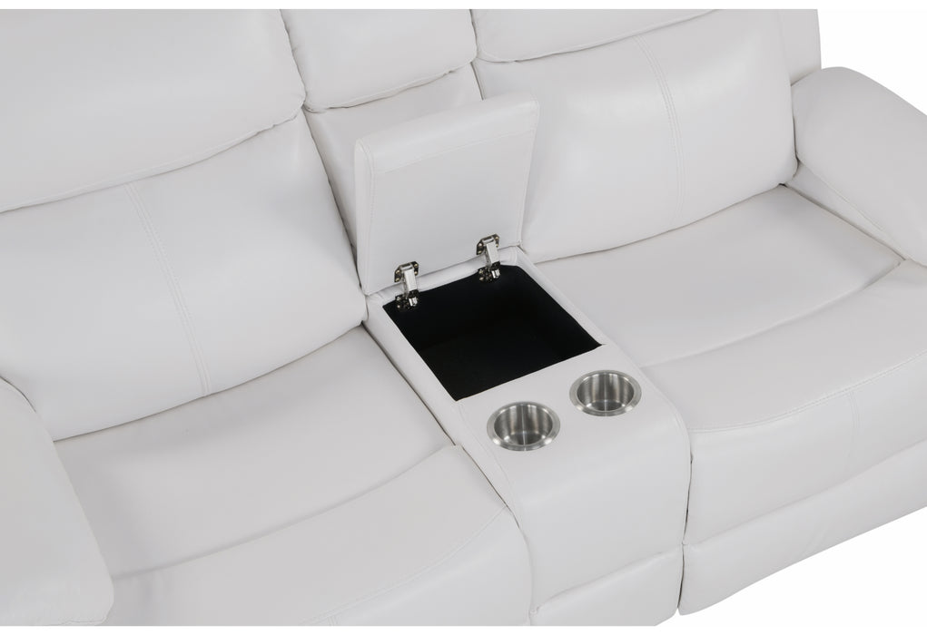 U6026 BLANCHE WHITE REC SOFA/CONSOLE REC LOVESEAT WITH LED & SPEAKER