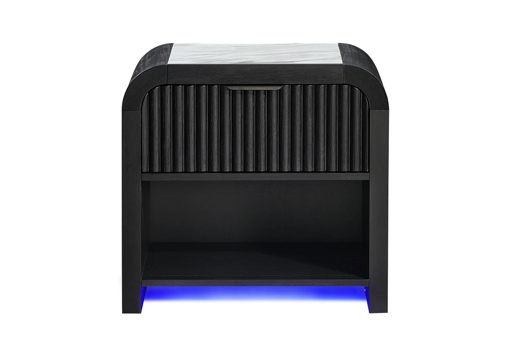 BECKETT WHT/BLK NIGHTSTAND W/LED & SPEAKER