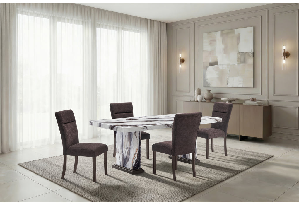 D8212 DINING TABLE WITH 8 D8212 DINING CHAIRS BROWN