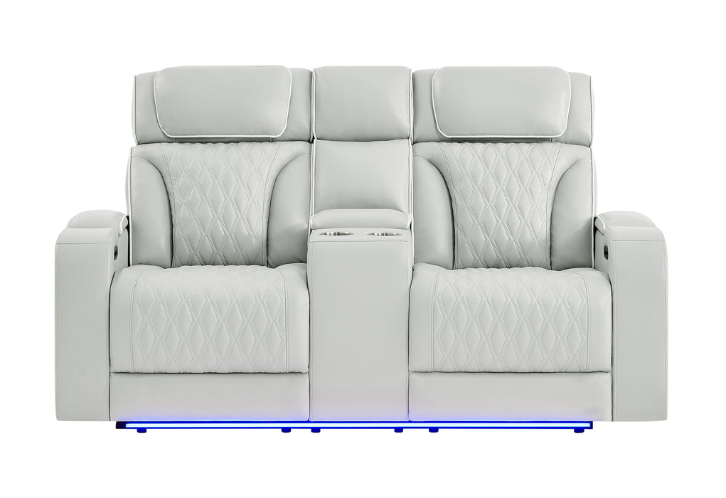 U8611 BLANCHE SILVER PWR CON REC LOVESEAT WITH PHR, LED & SPEAKER