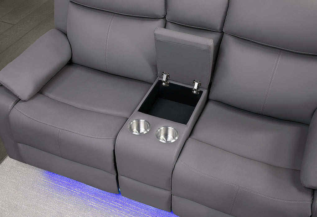 U6026 GREY 46A PU RECLINING SOFA/CONSOLE RECLINING LOVESEAT