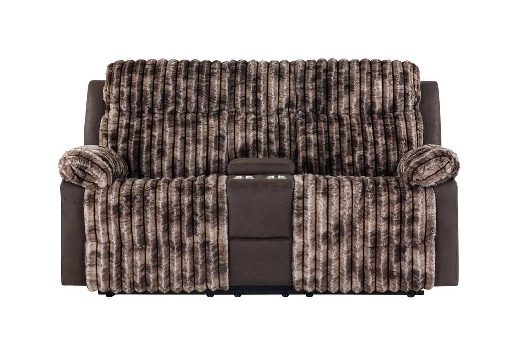 U6028 BROWN CONSOLE RECLINING LOVESEAT