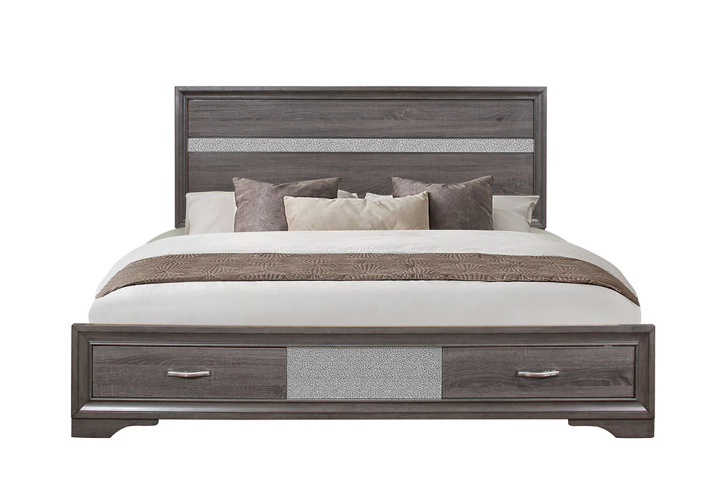 SEVILLE GREY KING BED DRESSER MIRROR NIGHTSTAND