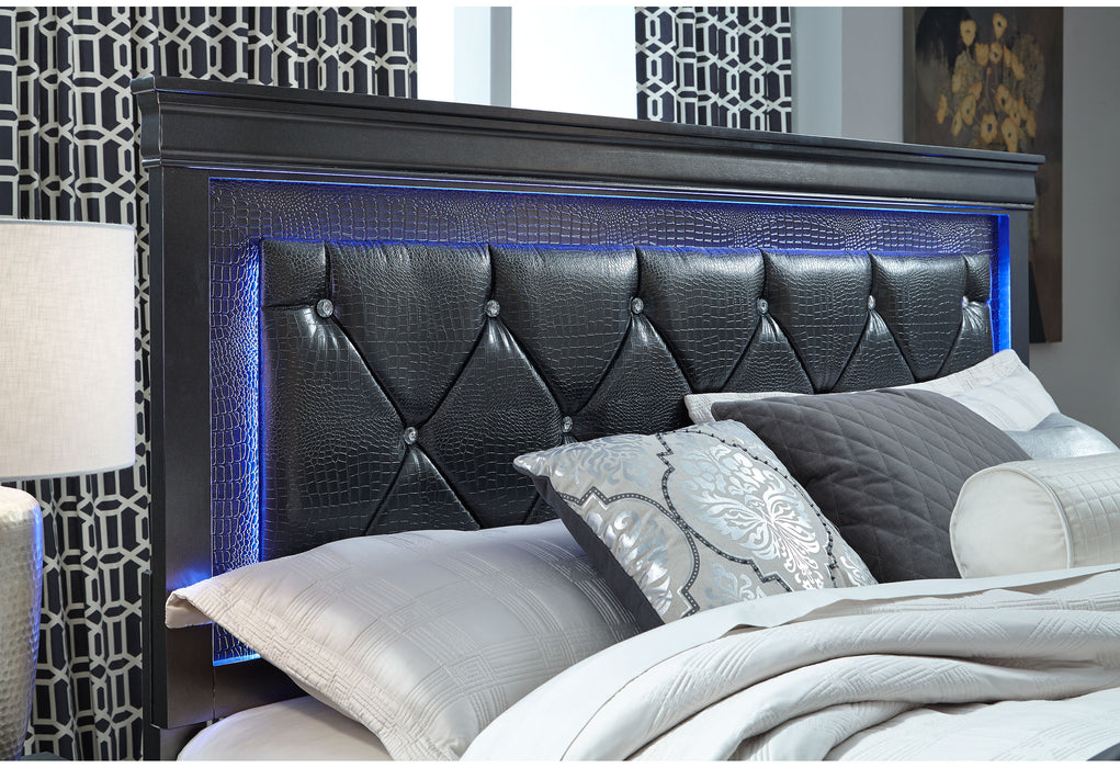 POMPEI METALLIC GREY QUEEN BED W/LED, DRESSER, MIRROR AND NIGHTSTAND