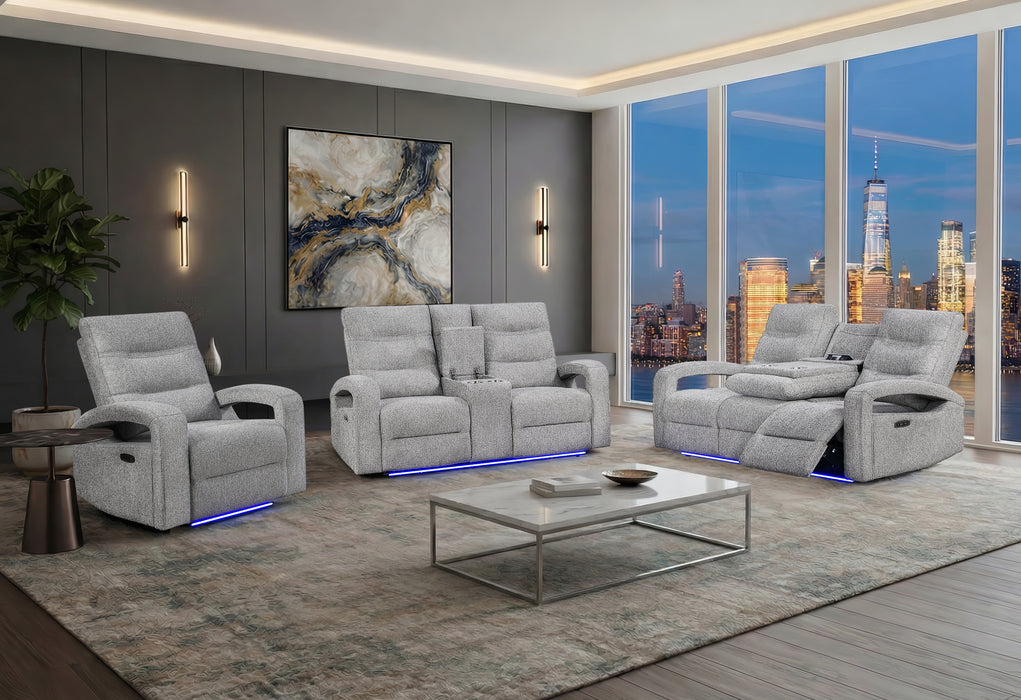 U6611 GREY 15 POWER RECLINING SOFA/POWER CONSOLE RECLINING LOVESEAT