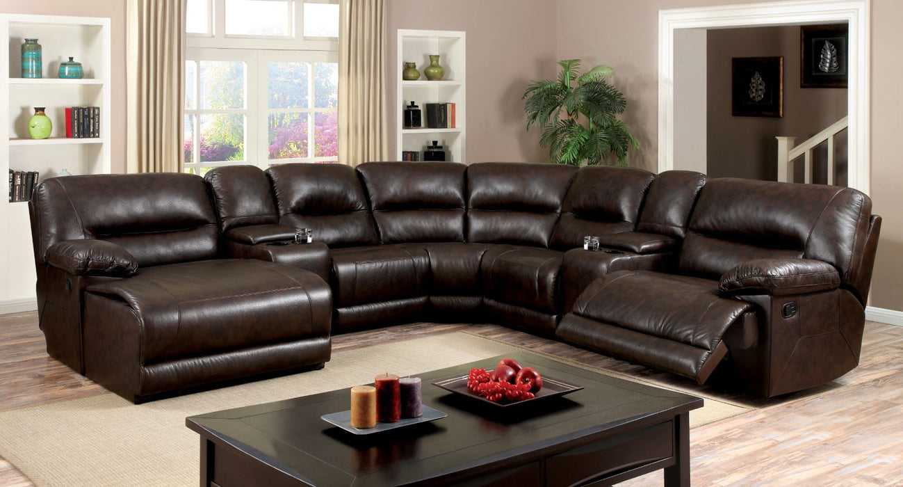 Glasgow Brown Sectional w/ 2 Consoles image